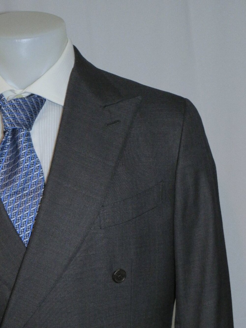 Ermenegildo Zegna Su Misura 14milmil14 Gray Plaid Double Breasted Suit 40R